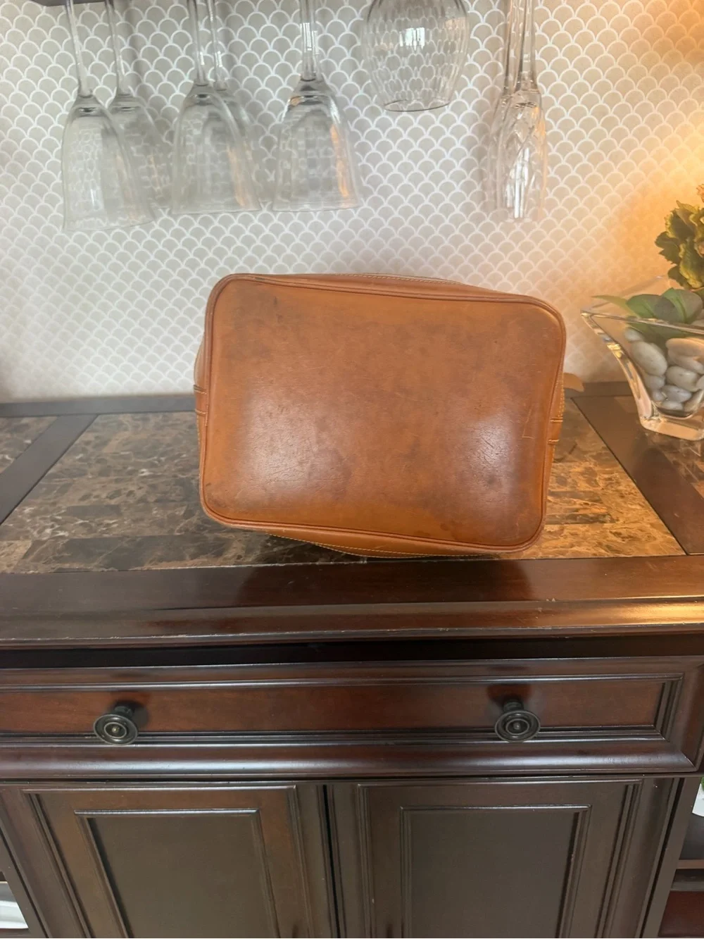 Louis Vuitton Monogram Drawstring Bucket Bag in Brown and Tan